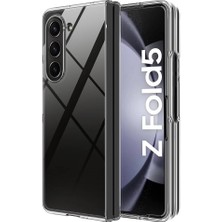 Case 4u Galaxy Z Fold 5 Kılıf Sert Silikon Droga Kapak Şeffaf