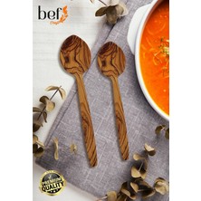 Bef Craft Tahta Kaşık Yemek Kaşığı Ahşap Kaşık 2'li Set Zeytin Ağacı Mutfak Gereçleri Yemek Takımı