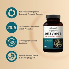 Naturebell Digestive Enzymes With Prebiotics 20 Enzyme & 5 Prebiotic Complex 240 Kapsul Lab Tested