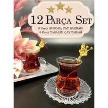 Paşabahçe Aurora Çay Bardağı Ithal Çay Tabağı Takımı Seti 12 Parça Set