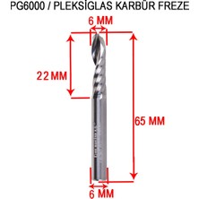 Brk 6 mm Pozitif Pleksi Freze Bıçağı  Ön Çap 6mm Kesim Boy 20mm Tam boy 60mm Arka Çap 6mm