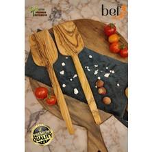 Bef Craft Doğal Zeytin Ağacı El Yapımı 30 cm 2 Adet Spatula Ahşap Spatula Seti Tahta Spatula Servis Spatula Seti