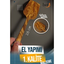 Bef Craft 3 Parça Lüx Ahşap Zeytin  Ağacı  32 cm Yemek Kaşığı Spatula Maşa Servis  Seti Doğal Pilav Kaşığı