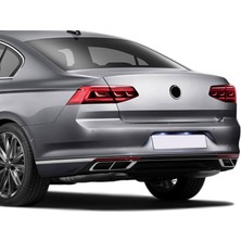 Nova Krom Vw Passat B8.5 Krom Egzoz Görünümü Difüzör 4'lü R Line 3 Parça 2019-2023