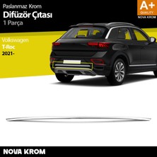 Nova Krom Vw T-Roc Makyajlı Krom Difüzör Çıtası Orta Parça 2021 Üzeri