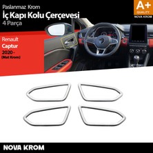 Nova Krom Renault Captur 2 Krom Iç Kapı Kolu Çerçevesi 4 Prç. 2020 Üzeri (Mat Krom)