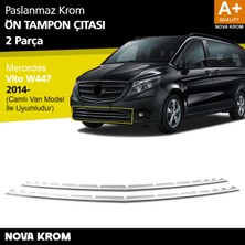 Nova Krom Mercedes Vito W447 Krom Ön Tampon Çıtası 2 Prç. 2014-2020 Camlı Van