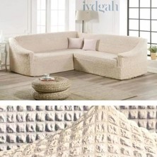 IYDGAH Bürümcük Eteksiz Köşe Koltuk Örtüsü Standart Lastikli Boydan L Köşe Koltuk Örtüsü L Köşe Koltuk Kılıfı L Kanepe Çekyat Kılıfı L Kanepe Çekyat Örtüsü Yıkanabilir Krem Renk 5 Kişilik 380CM