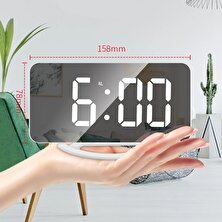 Techtic Aynalı Çift Usb’li Masa Saati Alarmlı Termamotre Dijital LED Ekran Takvimli Duvar Saati Ev Ofis Için Masa Saati