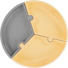 Oioi Puzzle Vakum Tabanlı Silikon Tabak Mellow Yellow / Powder Grey