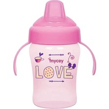 Mycey Damlatmaz Kulplu Bebek Alıştırma Bardağı Love 240 ml