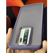 Fibaks Xiaomi Redmi Note 8 Pro Kılıf Metal Çerçeve Hassas Butonlu Renkli Buzlu Şeffaf Transparan Kapak