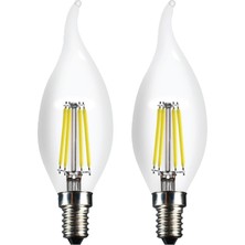 Heka 2'li LED Filament Rustik Ampul Kıvrık Uç 6W E14 6500K (Beyaz Işık)