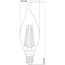 Heka 2'li LED Filament Rustik Ampul Kıvrık Uç 6W E14 6500K (Beyaz Işık)