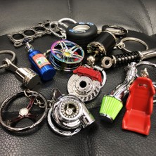 Cdwishbest Silindir Conta Siyah Jant Anahtarlıklar Türbin Anahtarlıklar Metal Fren Diskli Tekerlek Göbeği Anahtarlık Araba Aksesuarları (Yurt Dışından)