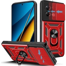 MTK Moveteck Xiaomi Redmi Note 13 Pro 4g Kılıf Kamera Korumalı Sürgülü Yüzüklü Armor Military Tank Kızaklı Kapak