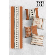 Belle Benoit Modern Tasarım 3D Dijital Baskılı 4'lü Yastık Kılıfı Kırlent Kılıfı ve Amerikan Servis Runner Set