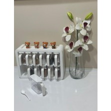 Citim Standlı 12LI Kendinden Yapışkanlı Kaşıklı Kapaklı Baharatlık Takımı - Beyaz-Beyaz