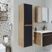 Banos Banyo Roomart Bd2 Ayaksız 2 Kapaklı Ahşap-Antrasit 130 x 35 cm Banyo Boy Dolabı BANOS1705