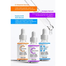 Procsın Üçlü Serum Paketi (C Vitamini - Kolajen - Hyaluronik Asit Serumu)