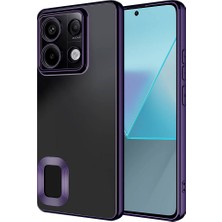 Case 4u Xiaomi Redmi Note 13 Pro 5g Kılıf Kamera Lens Korumalı Şeffaf Renkli Logo Gösteren Parlak Omega Kapak Derin Mor