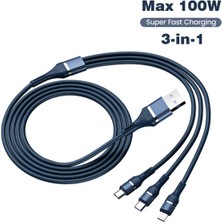 Jelang USB Tip C Yıldırım Mikro USB Kablosu 3 In 1 Şarj Cihazı Hızlı Şarj iPhone Oppo Xiaomi Realme Poco Huawei Samsung 100 W Süper (Yurt Dışından)