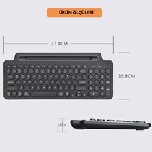 Duhaline Bluetooth&wireless Kablosuz Standlı Klavye Tablet Telefon Pc Tv Laptop Mac Uyumlu Numerik Sessiz Tuş