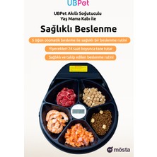 Ubpet Akıllı Soğutuculu Yaş Mama Kabı, Otomatik Kedi-Köpek Besleyicileri, Uzun Ömürlü Soğutmalı Kuru ve Yaş Mama Servisi 3 Kademeli Soğutma Mod Ayarı