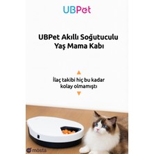 Ubpet Akıllı Soğutuculu Yaş Mama Kabı, Otomatik Kedi-Köpek Besleyicileri, Uzun Ömürlü Soğutmalı Kuru ve Yaş Mama Servisi 3 Kademeli Soğutma Mod Ayarı