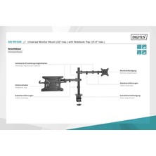 Digitus Dizüstü Bilgisayar Tableti ile Monitör Kolu 17-32", 9 Kg. Maks., Kelepçe Veya Sabitleme + Manşon