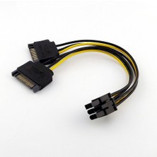 Fanxicm 1x Çift Sata 15 Pin Erkek Pcı-E Express 6 Pin Dişi Pcı-E Ekran Kartı Güç Y Splitter Bağlantı Kablosu 20 cm (Yurt Dışından)