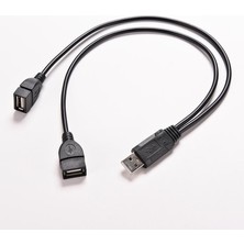 Fanxicm 1 Adet USB 2.0 A 1 Erkek 2 Çift USB Dişi Veri Merkezi Güç Kablosu Adaptörü Y Ayırıcı USB Şarj Güç Kablosu Kablosu Uzatma Kablosu (Yurt Dışından)