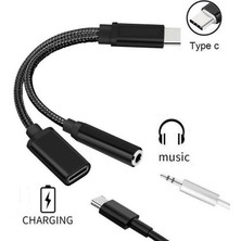 Fanxicm 2 In 1 Usb-C Tip C 3.5mm Aux Ses Şarj Kablosu Adaptörü Splitter Kulaklık Jakı USB Tip-C Adaptör Kablosu Xiaomi Huawei Için (Yurt Dışından)