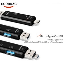 Fanxicm 5 In 1 Çok Fonksiyonlu USB 3.0 Tip C USB Mikro USB Sd Tf Hafıza Kartı Okuyucu Otg Kart Okuyucu Adaptörü Cep Telefonu Pc Aksesuarları (Yurt Dışından)