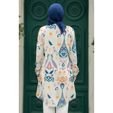 Neva Style Desenli Lacivert Tesettür Viskon Tunik 11676L