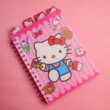 Piraye Gift Kedi Tasarımlı Çizgili Spiralli-Ayraçlı Defter