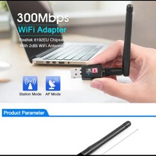 Coverzone Wifi Adaptörü 300MBPS 802.11N/G/B Usb2.0 Masaüstü Dizüstü Pc Için Windows Mac Linux Için ZR93