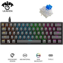 Valkyrie Leaven K620 Blue Switch Mekanik Gaming Oyun Klavyesi Rgb 61 Key Mavi Tuş Type-C Klavye Siyah