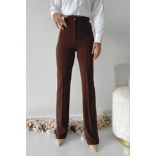 Swana Kadın Krep Kumaş Likralı Önü Çimalı Ispanyol Paça Palazzo Pantalon