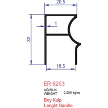 Ersaş Boy Kulp Profili Er 6263 Inox Parlak 2 Metre