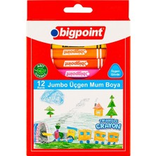 Bigpoint Jumbo Üçgen Mum Boya 12 Renk 6'lı Paket