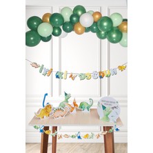 Pekshop Dinozor Konsept Doğum Günü Süsleri Seti Dinazor Masa Üstü Panolar Balon Zinciri 56 Parça