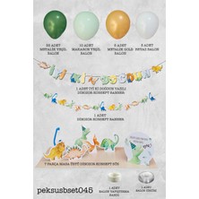 Pekshop Dinozor Konsept Doğum Günü Süsleri Seti Dinazor Masa Üstü Panolar Balon Zinciri 56 Parça