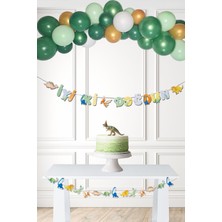 Pekshop Dinozor Konsept Doğum Günü Balon Zinciri Banner Iyi Ki Doğdun Yazı Seti