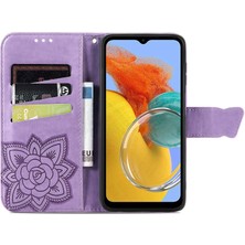 BDT Boutique Samsung Galaxy M14 5g Kelebek Kanatları Narin Çiçekler Flip Darbeye Dayanıklı Deri Telefon Kılıfı ile Uyumlu (Yurt Dışından)