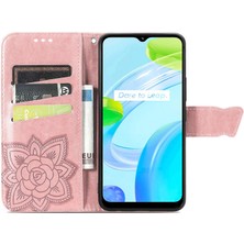 BDT Boutique Realme C30 Kelebek Kanatları Narin Çiçekler Darbeye Dayanıklı Deri Telefon Kılıfı (Yurt Dışından)