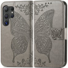 BDT Boutique Samsung Galaxy S24 Ultra Kelebek Kanatları Narin Çiçekler Flip Darbeye Dayanıklı Deri Telefon Kılıfı ile Uyumlu (Yurt Dışından)