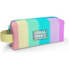Coral High Tek Bölmeli Renkli Çizgili Desenli Kalem Çantası