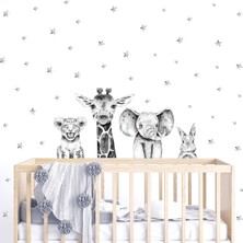 Artikel Siyah-Beyaz Safari Hayvanlar Çocuk Odası Duvar Sticker 50 x 70 cm