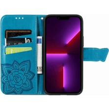 BDT Boutique iPhone 13 Kelebek Kanatları Narin Çiçekler Flip Darbeye Dayanıklı Deri Telefon Kılıfı ile Uyumlu (Yurt Dışından)